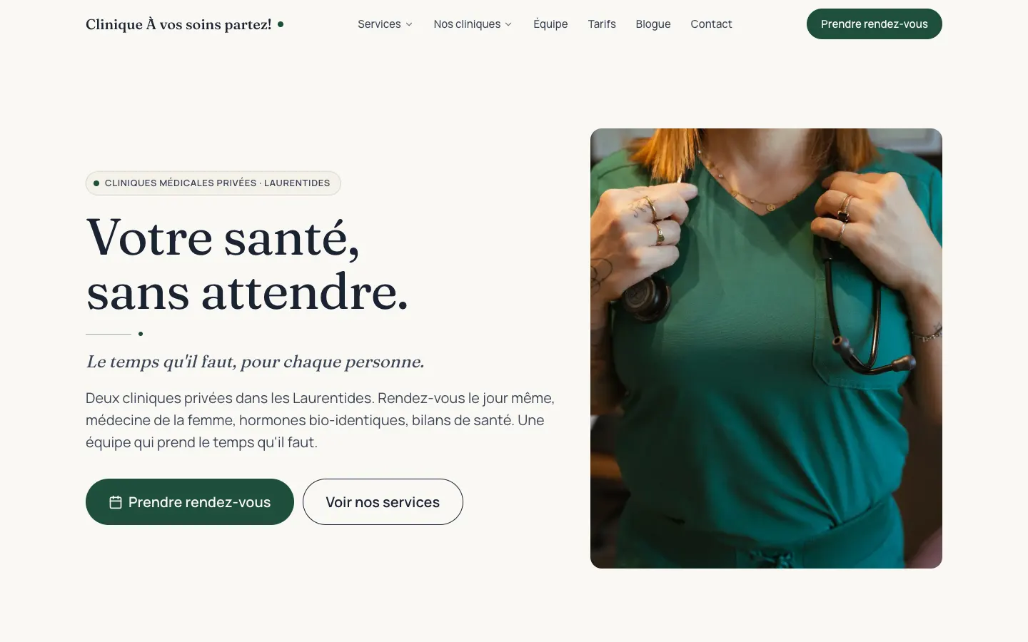 Nouveau site de la clinique sur ordinateur