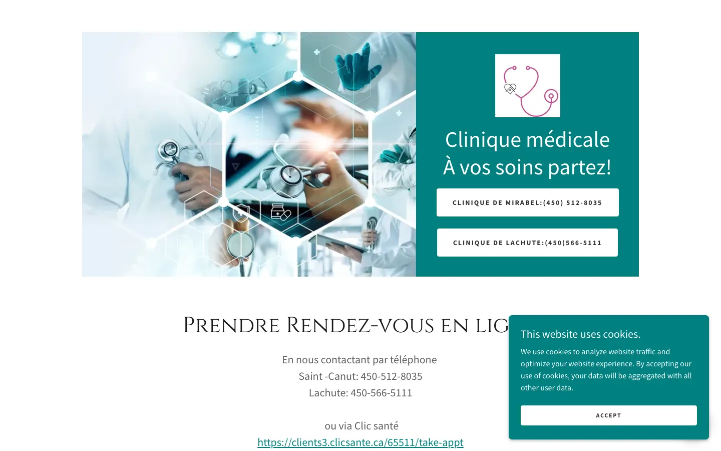 Ancien site de la clinique sur ordinateur