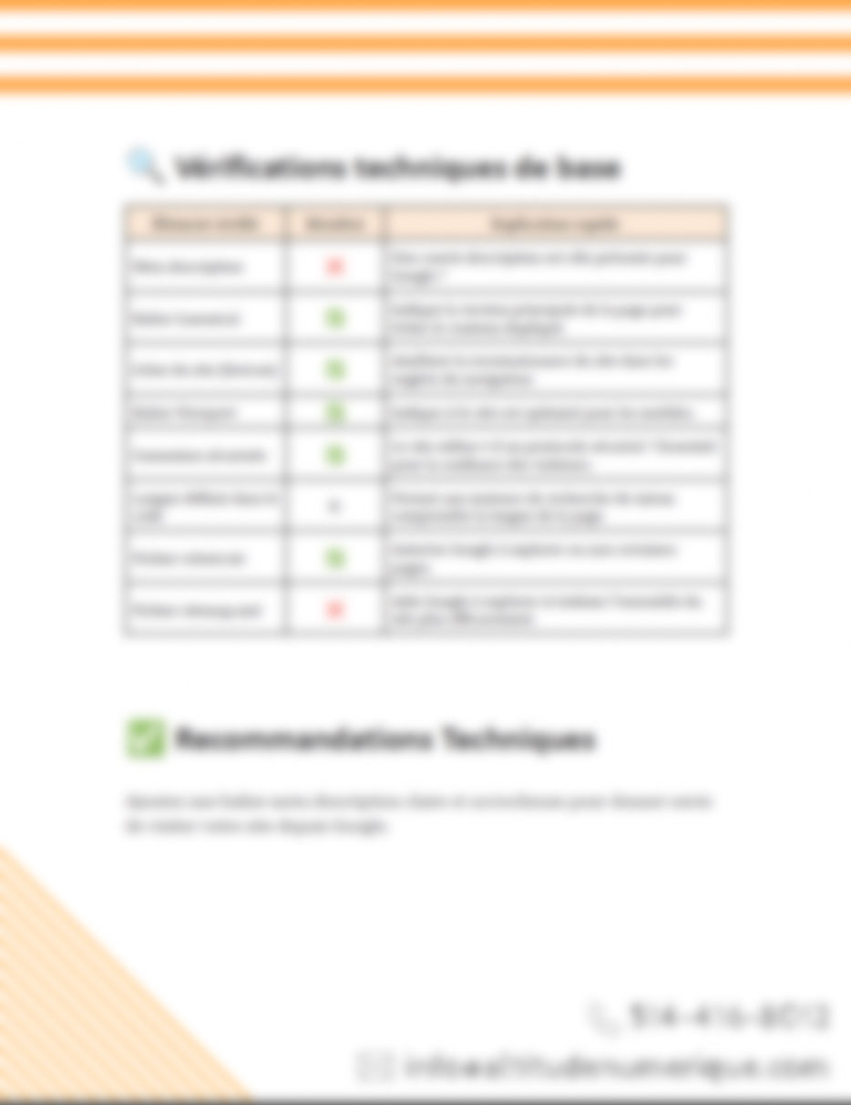 Exemple de rapport d’analyse SEO PDF